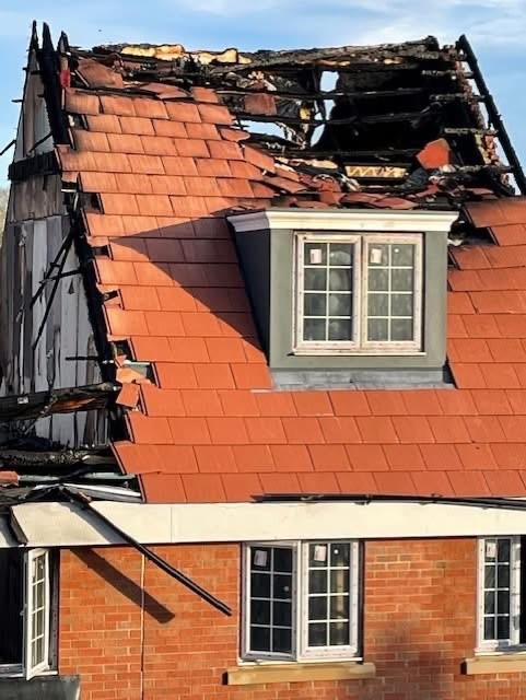 Fire damaged building demolition